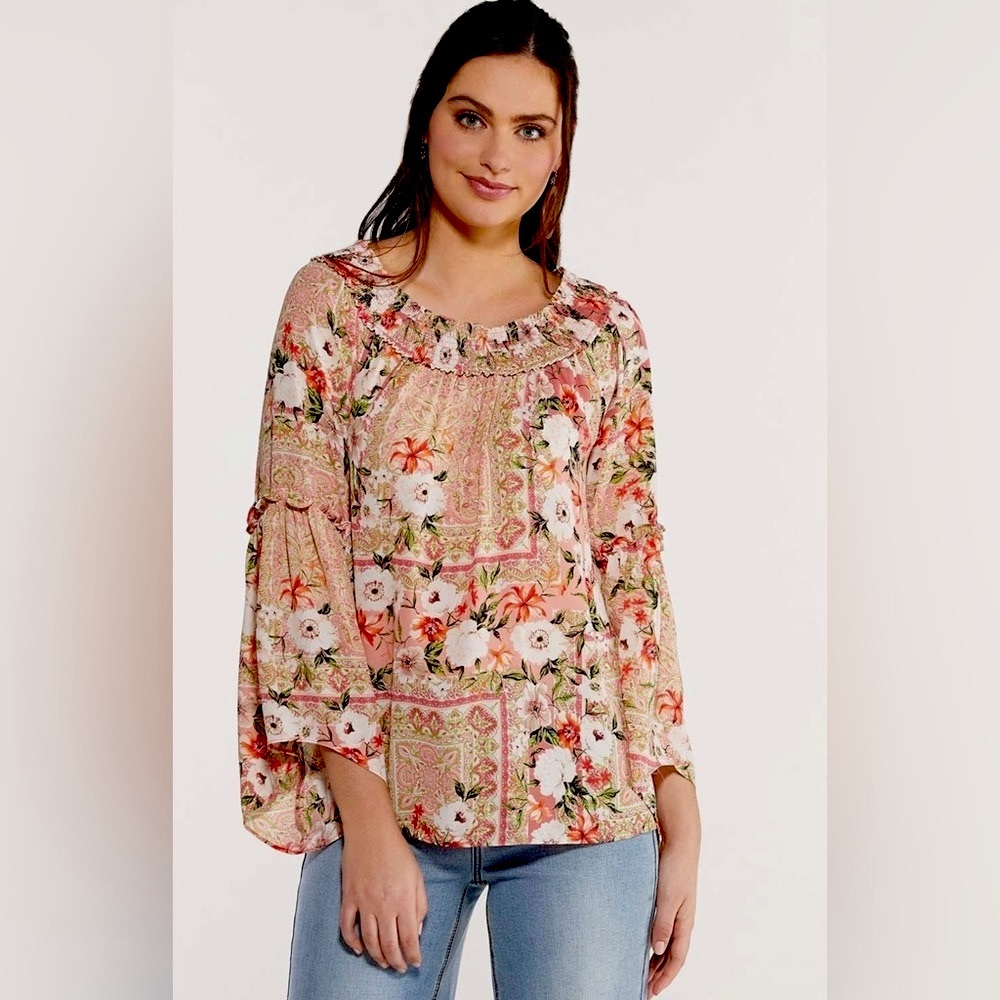 Cato Plus Size Garden Floral Poet Top Size 22/24